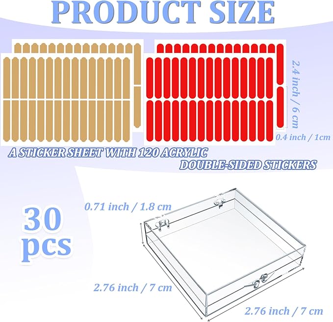 30 Sets Press on Nail Box Nail Display Case Artificial Nail Display Storage Box with 60 Pcs Adhesive Double Sided Tape Acrylic Nail Box Press On Nail Packaging for Nail Salon (Clear, 2.76 x 2.76 inch)
