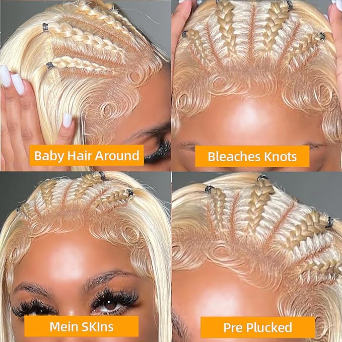 26 Inch Blonde Wig Human Hair 613 Lace Front Wig Human Hair Honey Blonde Straight Lace Front Wigs Human Hair 13x4 HD Lace Front Wigs Human Hair Pre Plucked Glueless Colored Wigs for Women