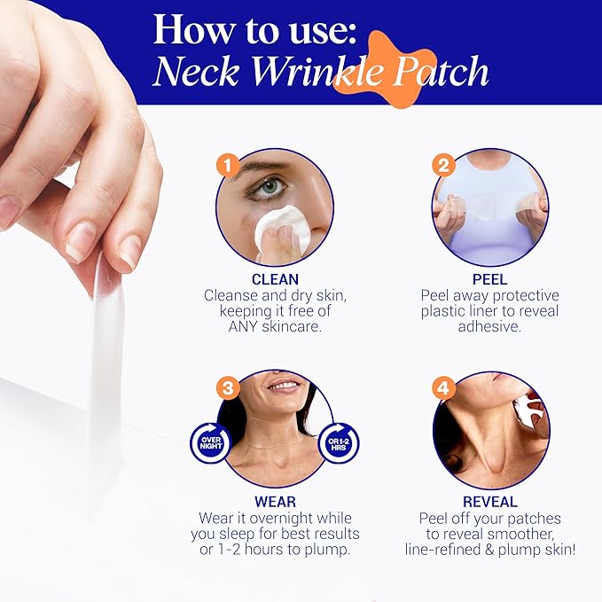 Wrinkles Schminkles Neck Wrinkle Patch, 1-Pack, Reusable Hypoallergenic Silicone Smoothing Pad for Neck Wrinkle Prevention + Patch Cleanser 2 oz, Clean Patches Without Breaking Down The Adhesive