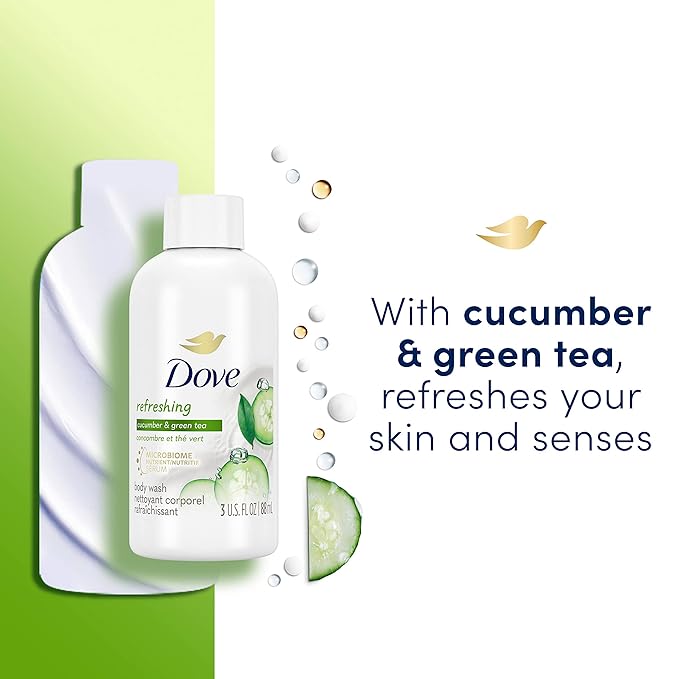 Dove Body Wash 24 Count Refreshing Cucumber and Green Tea Refreshes Skin Cleanser That Effectively Washes Away Bacteria While Nourishing Your 3 oz