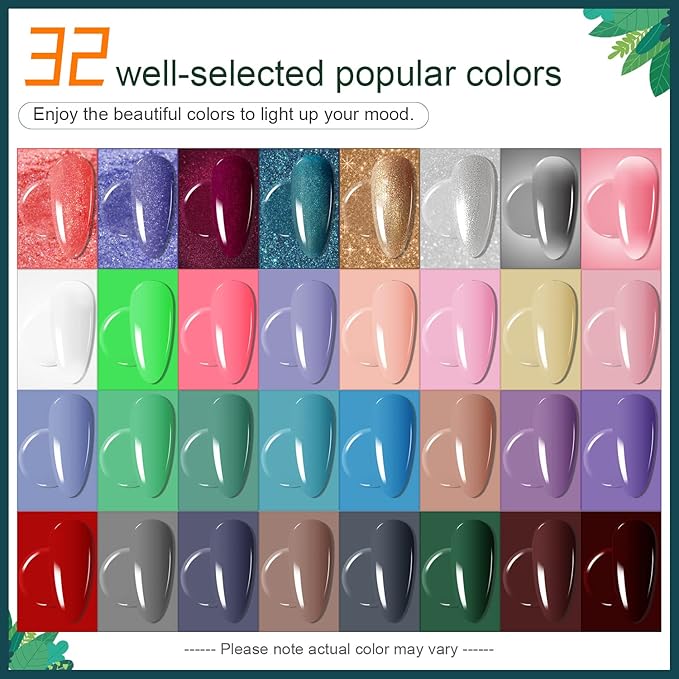 JODSONE 32 Colors Nail Polish Set With UV Light Manicure Nail Tools Nail Art Manicure Salon DIY at Home