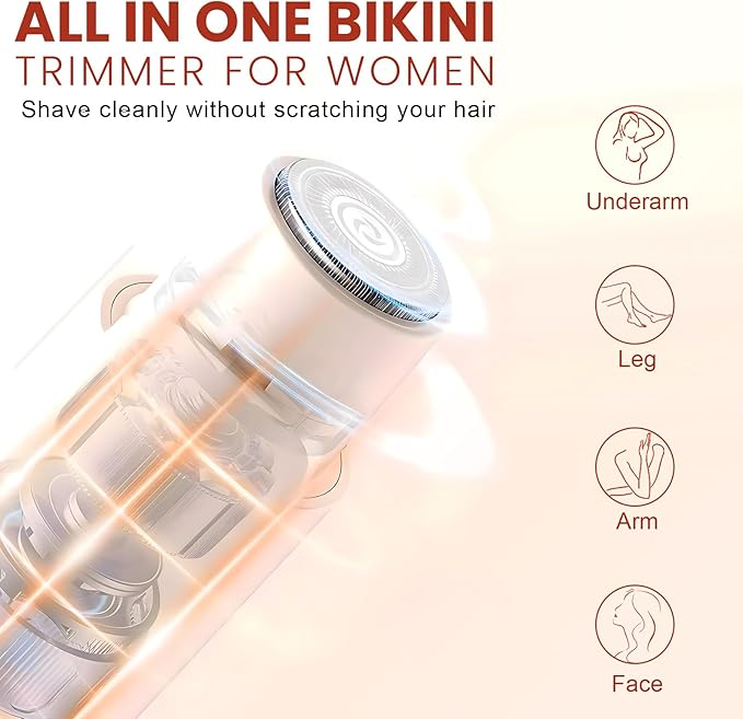 2025 New Electric Bikini Trimmer for Women, 2-in-1 Dual Head Shaver, Womens Electric Razor (Beige)