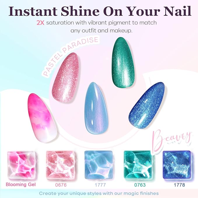 modelones Gel Nail Polish Kit, 6 Colors Dreamy Macaroon Pastel Gel Polish Colors Set Soak Off Soft Bright Purple Pink Blue Yellow Green