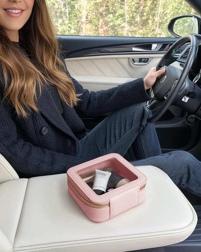 Clear Makeup Bag, Small Makeup Bag TSA Approved Toiletry Bag Cosmetic Travel Bag Cute Makeup Bag Organizer Makeup Case Pouch Car Essentials for Women Men