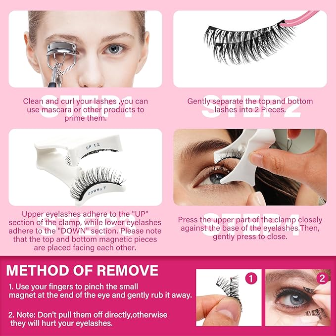 Magnetic Eyelashes With Applicator Long Lasting And Reusable Magnetic Lashes Kit 5Pcs Magnets Per Piece No Glue Needed False Eyelashes Waterproof,Cruelty Free,Easy To Wear(2Pairs,Vibrant+Blissful)
