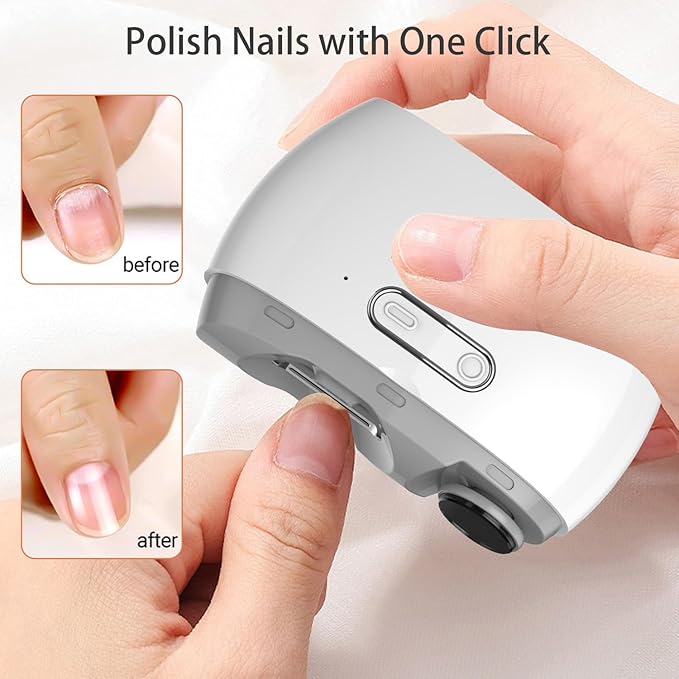 Electric Nail Clipper Trimmer for Adults: Rechargeable Baby Nail Trimmer Electric 2-in-1 Cutting and Grinding 2-Speed Nail Drill File with LED Light for Men Women Kid Seniors