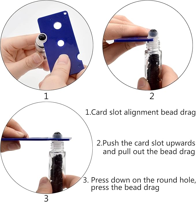 Essential Oil Roller Bottle 10ml w EVA Carrying Travel Case（Clear Glass Bottle with silver Cap、10pack、Gemstone Roller Balls、Crystal Chips Inside、Opener Gemstone Roller Ball Bottles