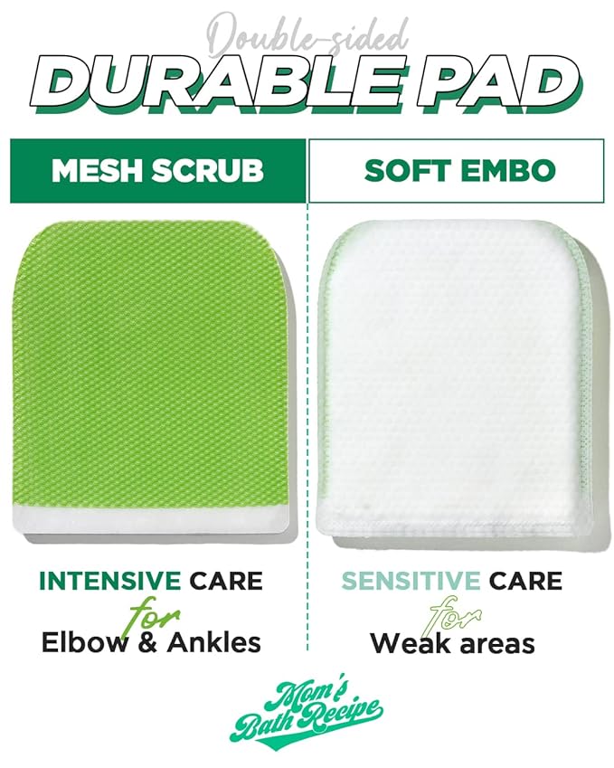 Mom’s Bath Recipe Body Peeling Pad Original, All in One Bubble Body Wash & Scrub Gloves with Honey & Yogurt, Exfoliating Mitts for Dead Skin Cells, Skin Retexturizing Pads, 8 Sheets