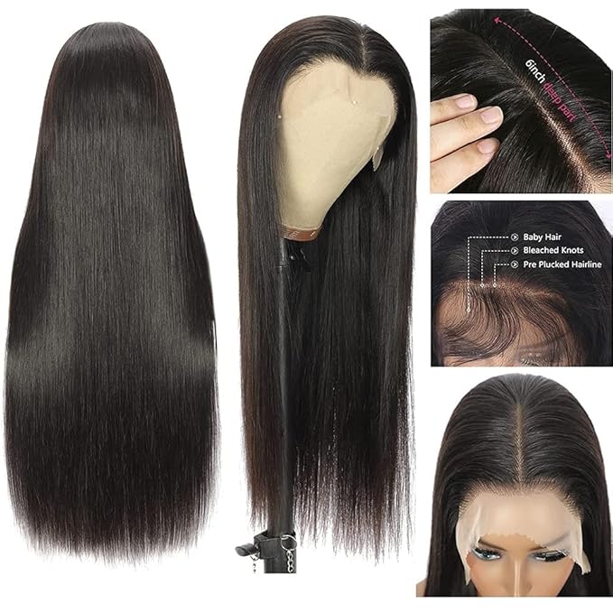 32 inch 13x6 Lace Front Wigs Human Hair Wigs HD Transparent Glueless Straight Lace Front Wigs Human Hair Pre Plucked with Baby Hair Lace Frontal Wigs for Women
