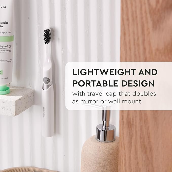 Boka Sonic Electric Toothbrush for Adults - 24000 VPM w/Standard & Sensitive Modes - Waterproof & Up to 120 Battery Life w/Travel Cover & Wall/Mirror Mount - Automatic Smart Timer, Non-Slip Handle