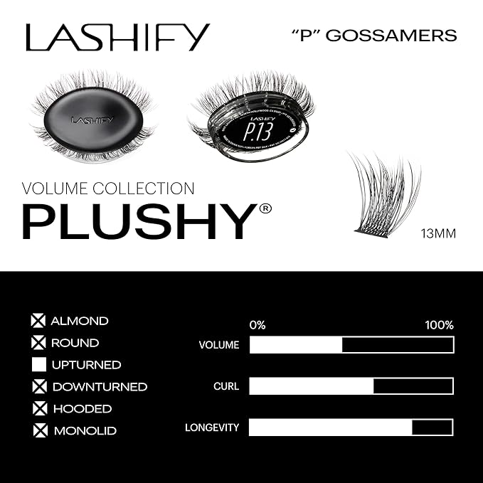 Lashify Plushy 13mm Gossamer Lashes in Black, Easy DIY False Lashes for a Voluminous Yet Still Natural Look