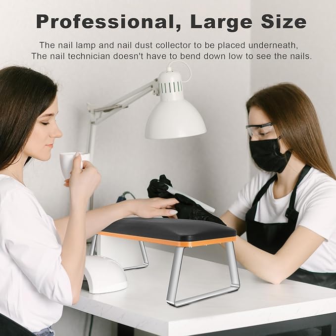 Big Arm Rest for Nails Tech, Sturdy Nail Arm Rest Manicure Hand Rest with Stainless Steel Legs