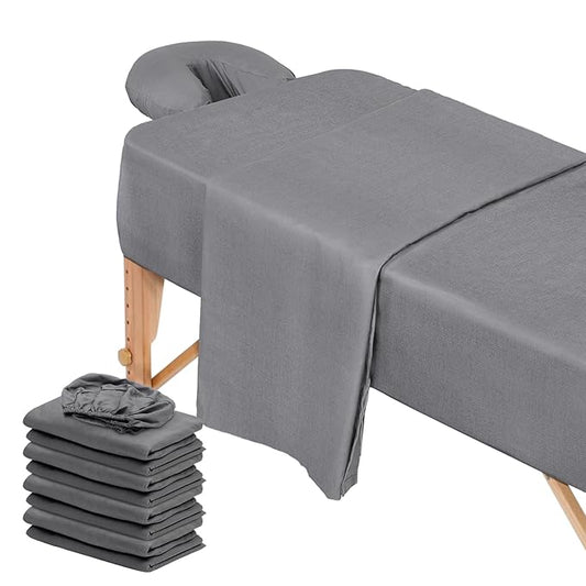 12 Pcs 4 Sets Premium Microfiber Massage Table Sheet Set, Include Massage Table Cover, Massage Fitted Sheet, Massage Face Rest Cover for Beauty Salon Spa Hair Salon, Grey