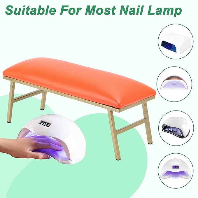 VOCOSTE 1 Set Arm Rest for Nails Tech, Non-Slip Nail Arm Rest, Manicure Hand Rest with Nail Table Mat, Hand Rest for Nails Tech, Nail Hand Rest, Orange