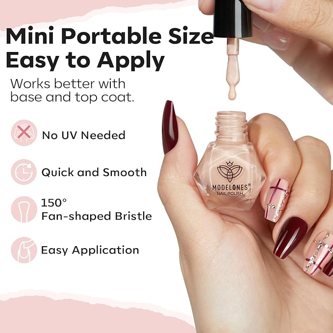 Modelones Nail Polish 6 Colors Neutral Nude Nail Polish Set Nude Pink Quick Dry Winter Mini Nail Polish Finger Nail Polish Bulk Manicure Diy Nail Art Home Salon Gift For Women Girl