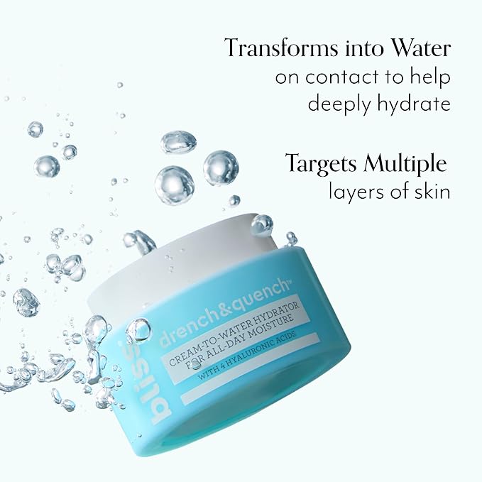 Bliss Drench & Quench Hydrating Duo: Serum + Moisturizer with 4 Types of Hyaluronic Acid for Intense Hydration - Lightweight, For All Skin Types - Clean, Vegan, Cruelty-Free