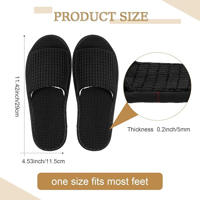 12 Pairs Disposable Slippers for Guests Open Toe Spa Slippers Bulk Disposable Sandals Soft Fleece for Man Women Spa Hotel Wedding Shoeless Home