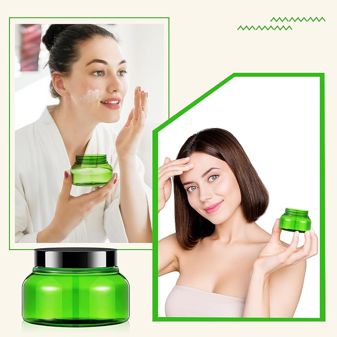 Tessco 24 Pack Plastic Jars with Lids Labels Empty Clear Plastic Jars Round Refillable Cosmetic Containers Body Butter Containers Bulk Sugar Scrub Bottle for Make Up(8 oz,Green, Black)