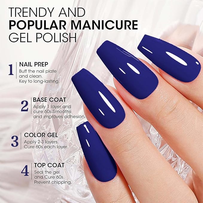 JR 9 PCS 0.5oz Nail Gel Polish Set Same Color Same bottle Ocean Blue Gel Nail Kit UV LED Soak Off Polish Home DIY Gift I Blue Series