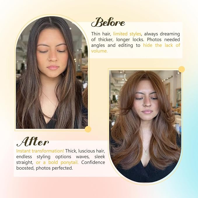 Clip in Hair Extensions Real Human Hair Light Brown 22 inch 75g Soft Straight 100% Smooth Human Hair #6 Remy Hair Extensions Clip ins for Women