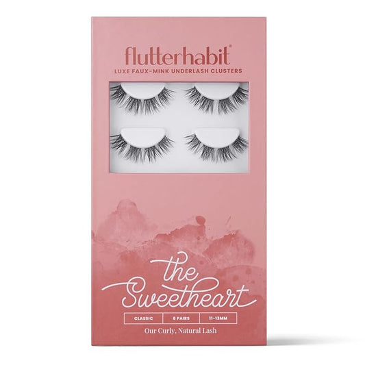 Sweetheart Doll-Eyed Lash Clusters for Women, Salon Quality At Home Eyelashes Extension Kit, 6 Lash Sets, No Lash Glue Included