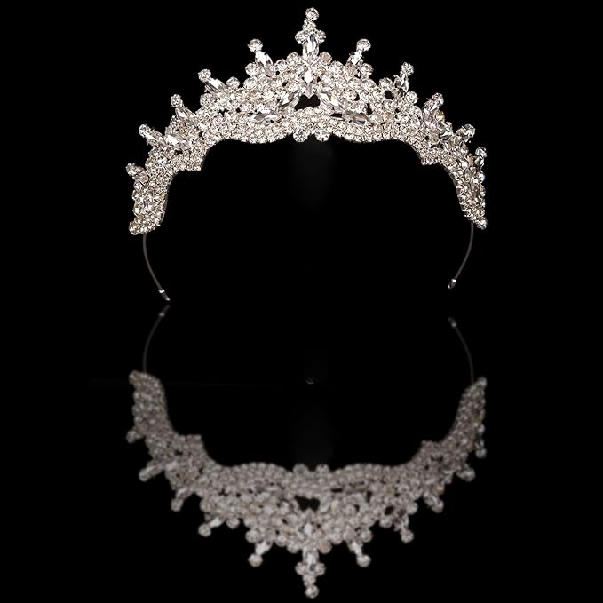 LIMELIA Women's Tiara for Henna Wedding Party|Glitter Hair Accessories for Bridal Birthday Pageant Prom Halloween Cos-play Christmas Party|Dence-Silver