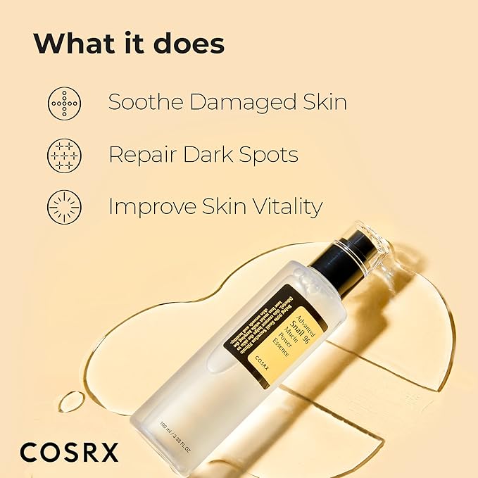 COSRX Snail Mucin 96% Power Repairing Essence 3.38 fl.oz, Hydrating Serum for Face with Snail Secretion Filtrate, Mother day gifts for mom, Korean Skin Care