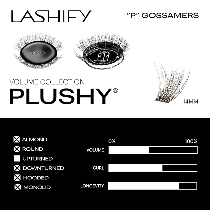 Lashify Plushy 14mm Gossamer Lashes in Truffle Color, Easy DIY False Lashes for a Voluminous Yet Still Natural Look