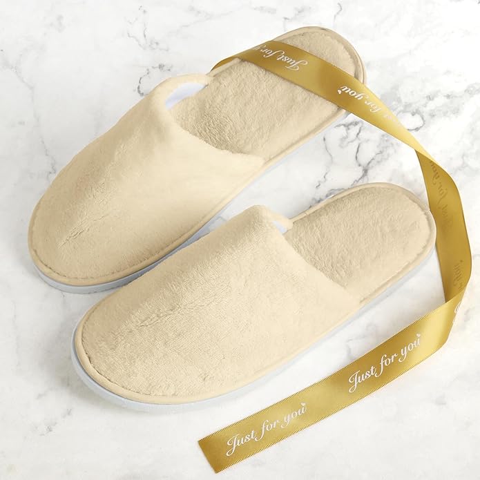 10Pcs Unisex Disposable Slippers for Guests, SPA, Hotel, Bath, Travel - Bulk Cotton Slippers for Shoeless Home, Guest House or Commercial Use