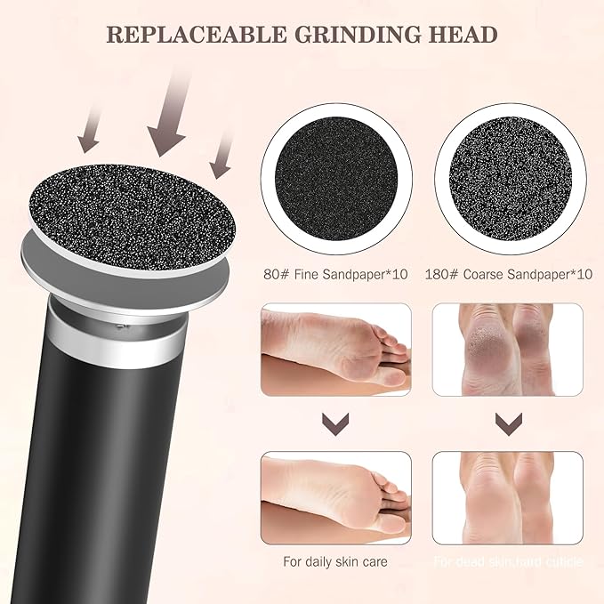 Electric Foot Callus Remover with Nano-Glass Head, 2000mAh Portable Electric Foot File with Upgraded Powerful Metal Gear Motor, Premium Aluminum Electric Callus Remover for Feet, Gifts for Men Women