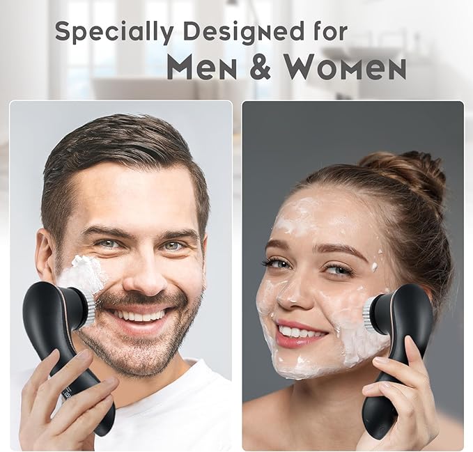 Facial Cleansing Brush Face Scrubber Exfoliator Rechargeable IPX7 Waterproof Electric Spin Cleanser Device for Exfoliating, Massaging and Deep Cleansing Removing Blackhead, Face Massaging