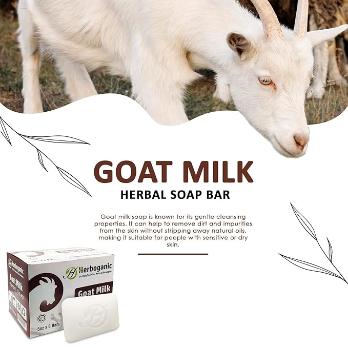 Goat Milk Herbal Soap | Pack of 6 of 5oz soap Bar | Ideal for Men and Women, Soothing and Nourishing Soap for Moisturization