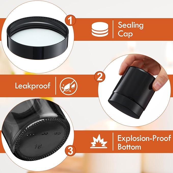 Norme 64 Pcs 4 oz Glass Jars with Lids Leakproof Round Airtight Empty Cosmetic Jars with Inner Liners Lid for Storing Lotions Powder Ointments Candle Making (Black)