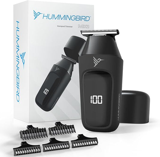 HUMMINGBIRD MK1 Compact Trimmer – Portable Men’s Electric Beard and Body Hair Trimmer, No Nick, No Cut, Cordless USB-C Rechargeable, LED Display, Face and Body Groomer, Travel-Friendly Shaver
