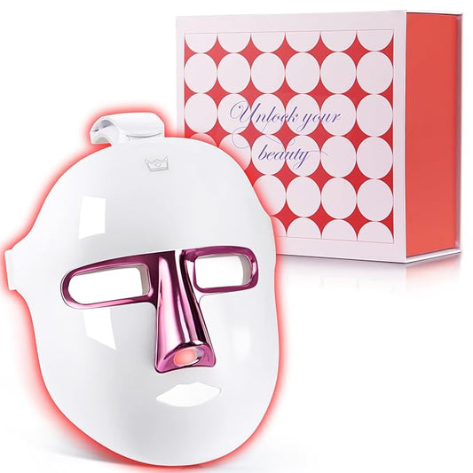 7-1 Colors Red Light Mask for Face, Cordless Red Light Face Mask for Home Use, Ergonomic Design, Portable and Rechargeable