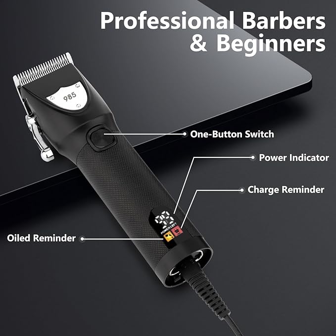 Mens Hair Clippers for Men, Electric Barber Clippers Set, Nose Hair Beard Trimmer, Hair Cutting Barber Clippers with Guards, T Liners Edgers Clippers for Mens (Black)