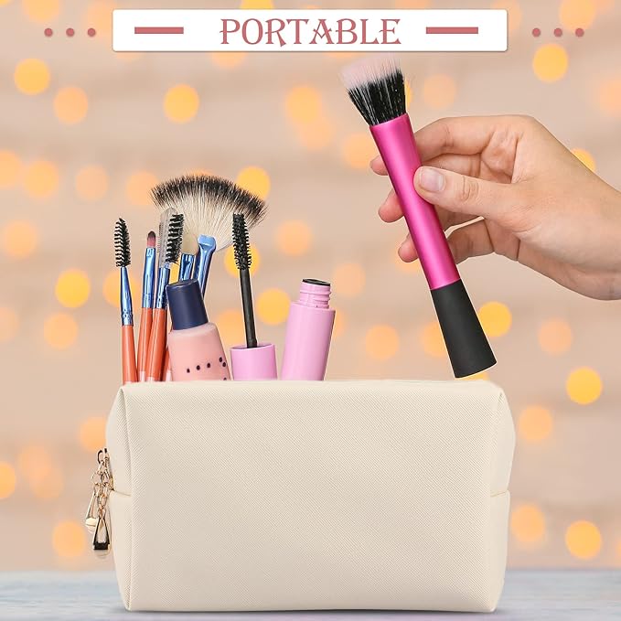 Sanwuta 9 Pcs Preppy Makeup Bag PU Leather Cosmetic Bag Makeup Pouch Plain Waterproof Toiletry Organizers for Traveling Preppy Travel Purse End of the Year Teacher Gifts Bulk(Vintage Colors)