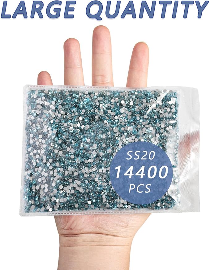 Beadsland Flatback Rhinestones Bulk,14400pcs Red Rhinestones for Nails Crafts Clothes DIY Decoration, Aquamarine, SS10, 2.7-2.9mm