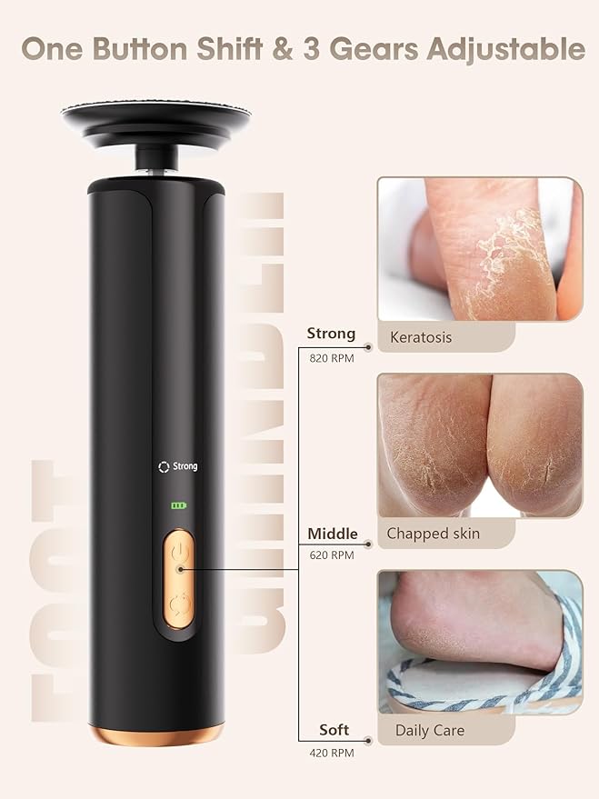 Electric Foot Callus Remover - 2 in 1 Cordless Electric Foot File Nail Grinder,Electric Callus Remover for Feet with 3 Modes,Dry Skin Remover for Feet (Black)