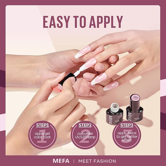 MEFA Gel Nail Polish Set, 12 Colors Purple Gel Polish Set Burgundy Red Nail Polish Soak Off Pink Nude Brown Nail Gifts for Women Girl DIY Salon Home Manicure