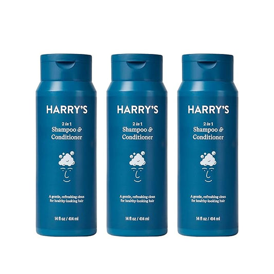 Harry's Men's Shampoo and Conditioner 2 in 1, Gentle & Refreshing For All Hair Types, 14 Fl Oz, 3 Count