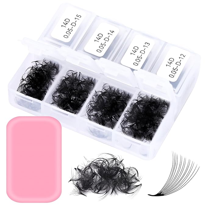 Obeyalash 600 Fans Premade Lash Extensions Fans Premade Volume Fans Eyelash Extensions Pro Made Fans Lash Extensions D Curl Handmade Loose Fans for Lash Extension Supplies (14D-0.05D-D, 8-15mm)