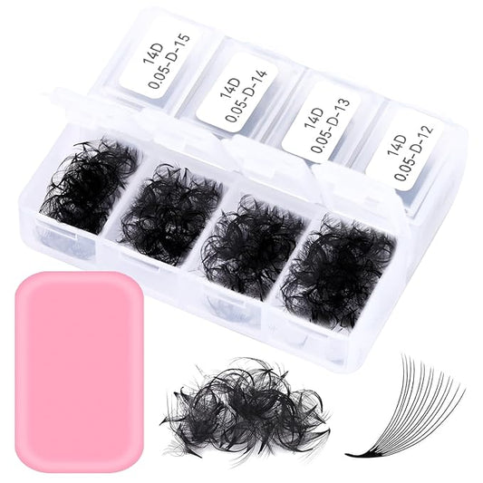 Obeyalash 600 Fans Premade Lash Extensions Fans Premade Volume Fans Eyelash Extensions Pro Made Fans Lash Extensions D Curl Handmade Loose Fans for Lash Extension Supplies (14D-0.05D-D, 8-15mm)