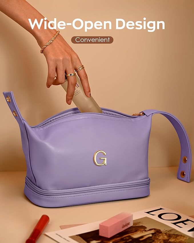 Bride Gifts - Makeup Bag for Women Bridesmaid Engagement Travel Toiletry Make Up Pouch for Purse Bridal Shower Gifts