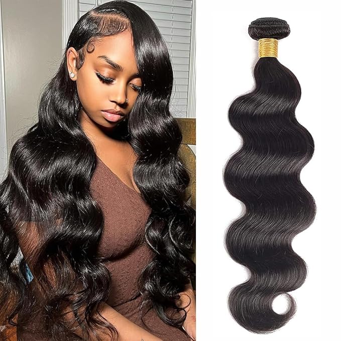 Cirvty 20 Inch Body Wave Bundle Human Hair 1 Bundles Body Wave Bundles 100% Unprocessed Brazilian Virgin Hair Bundles Double Weft Weave Bundles Human Hair Natural Black Color