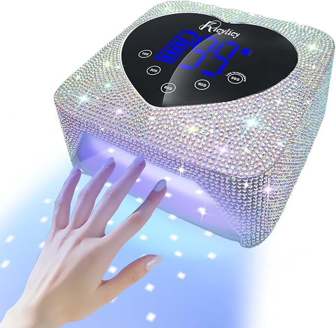 UV LED Nail Lamp for Nails, Kicylicy UV Nail Lamp 72W,Cordless UV Nail Lamp for Gel Polish, Rechargeable Diamond LED Nail Dryer with 5 Timer Settings, Touch Control&Auto Sensor for Salon&Home