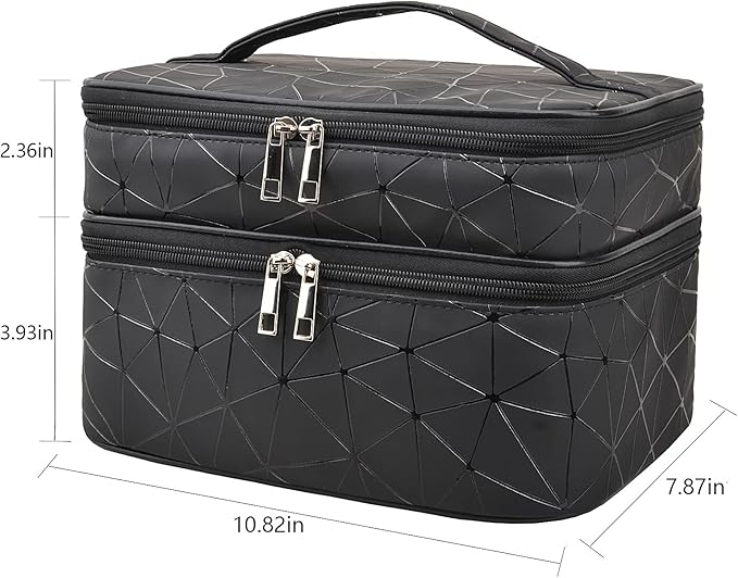 MKPCW makeup bag Double-layer cosmetic bag with brush bag and divider