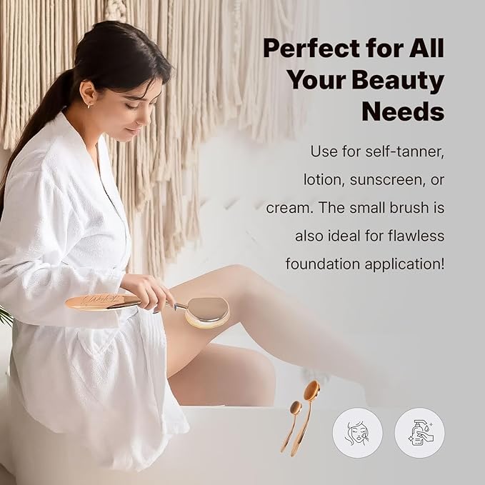 Self-Tan Back Applicator - Self Tanner Brush for Back - Body and Face Kabuki Brush Applicator for Fake Tan, Lotion, Makeup, and Sunscreen, Back Brush Applicator for Sunless Tanner and cream