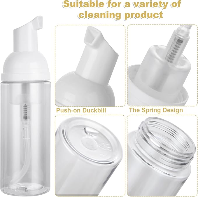 50 Pcs Foam Pump Bottle 1oz/30ml Travel Size Foam Pump Bottle Bulk Empty Lash Shampoo Bottles Small Foam Dispenser Bottle for Refillable Hand Sanitizer, Cleanser, Cosmetics