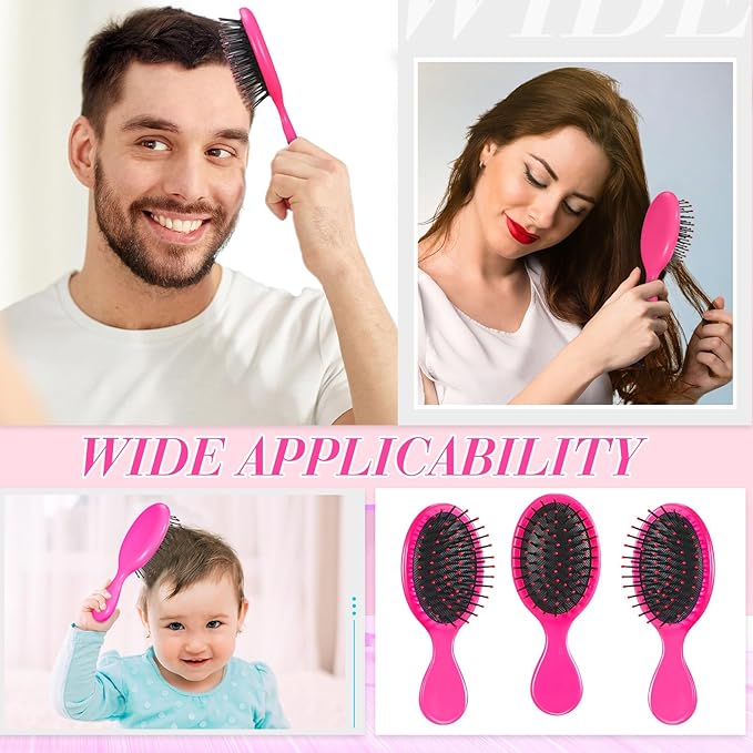 36 Packs Mini Detangling Hairbrush Squirt Detangler combs Toddler Soft Bristle Travel Hairbrush Women Girl(Rose Red)